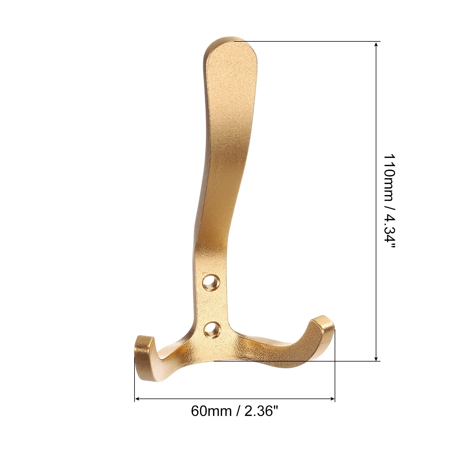 3Pcs Stainless Steel Towel Hooks Double Bath Robe Hook Wall Mount