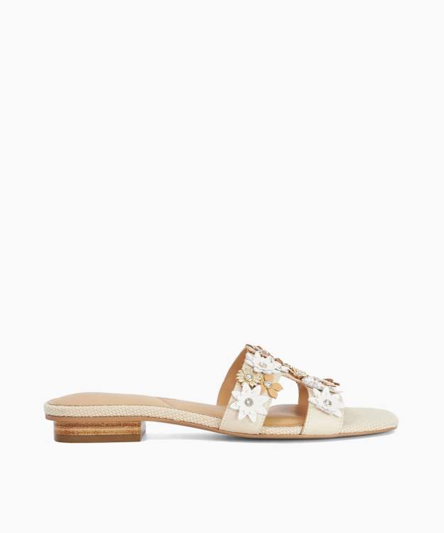 Loupes Ecru - Floral Embellished Sandals