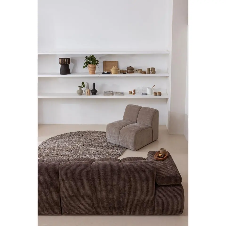 WOOOD Efia Vloerkleed Rond - Wol - Bruin Melange - &Oslash;200 cm