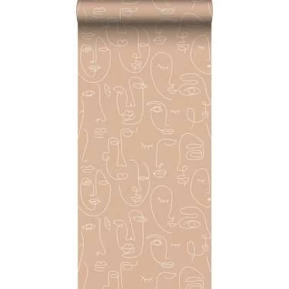 ESTAhome behang - gezichten - perzik roze en wit - 0.53 x 10.05 m