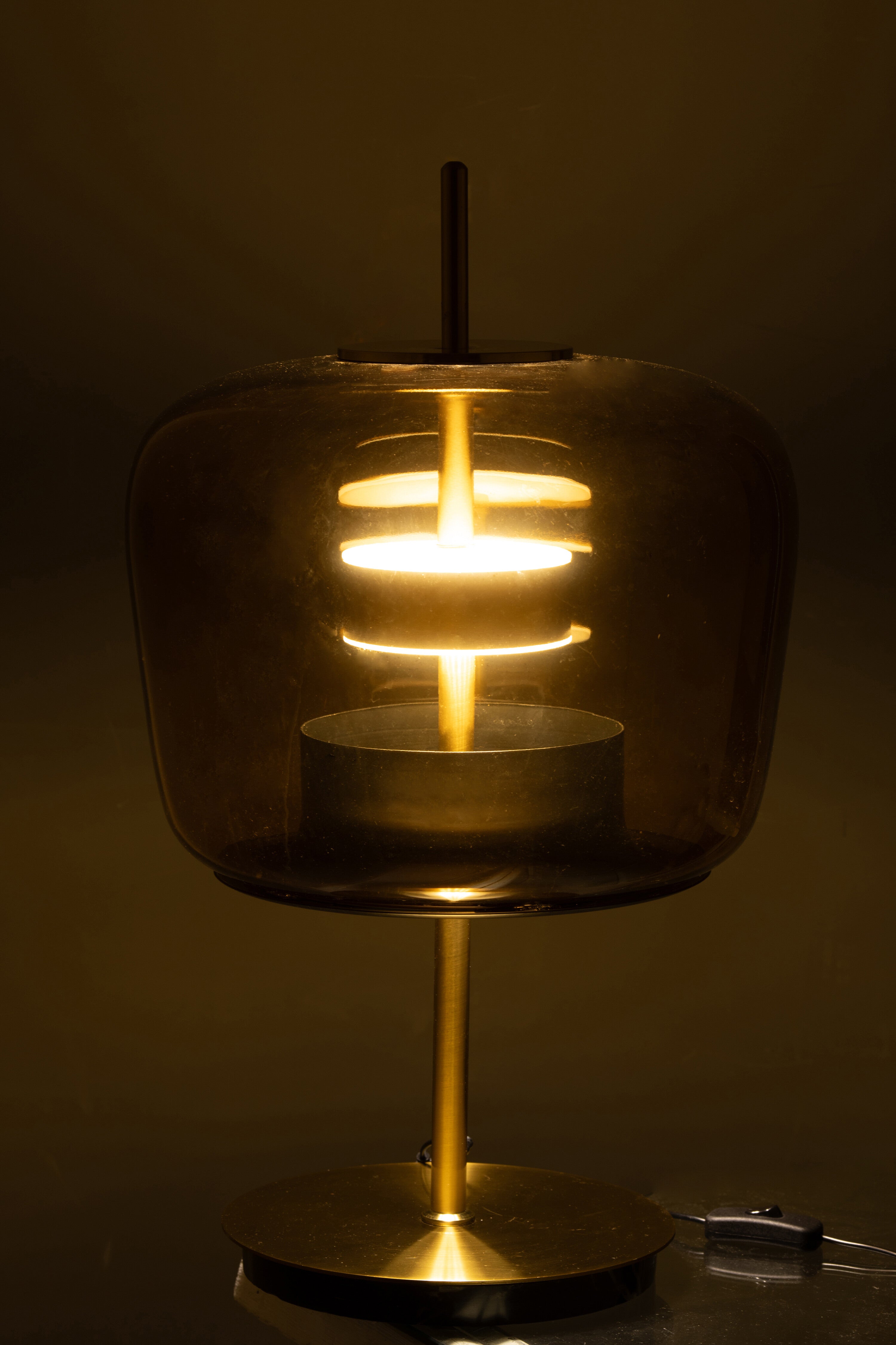 J-Line tafellamp - glas - bruin - LED lichtjes