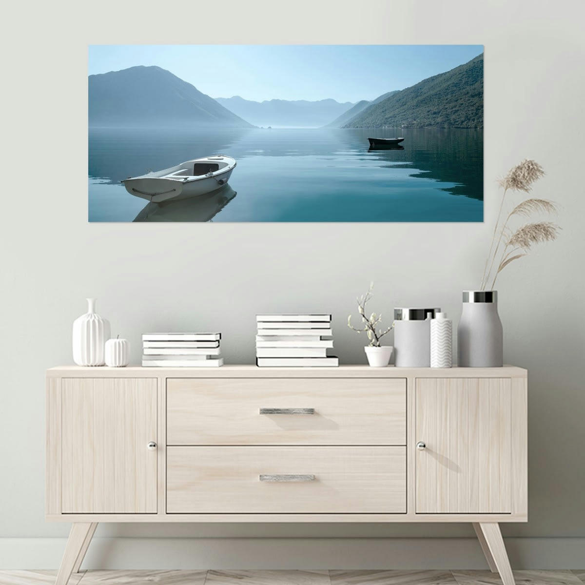 NATURE ÉVASION - Tableau sur verre synthétique paysage bleu 65x145 cm