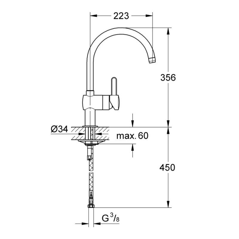 Mitigeur pour évier de cuisine Flair avec bec en C GROHE