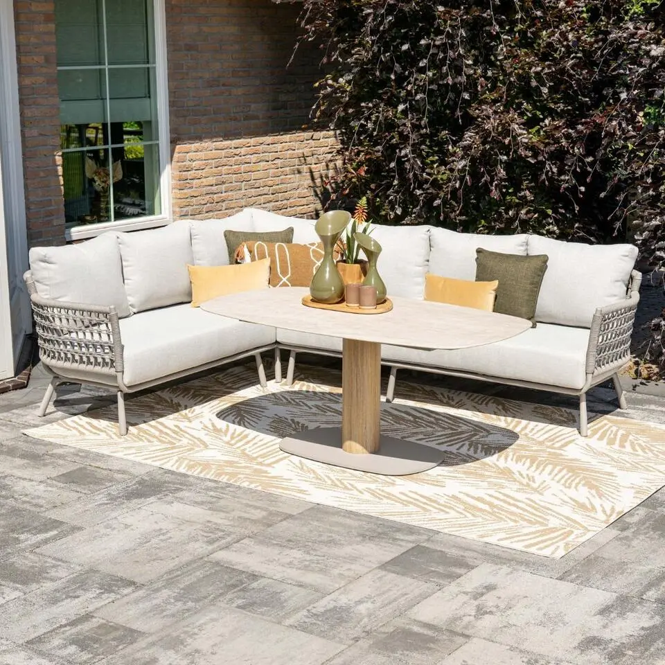 Aversa aluminium/rope hoek loungeset - taupe - valley sand