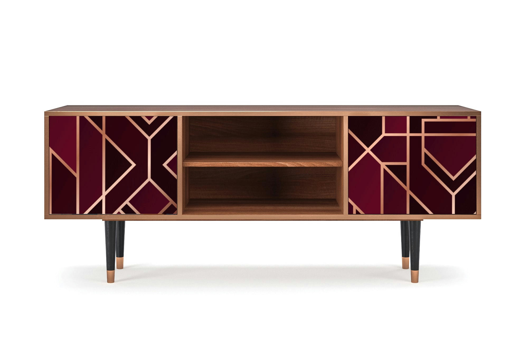 BURGUNDY JEWELERY - Meuble TV  bordeaux 2 portes L 170 cm