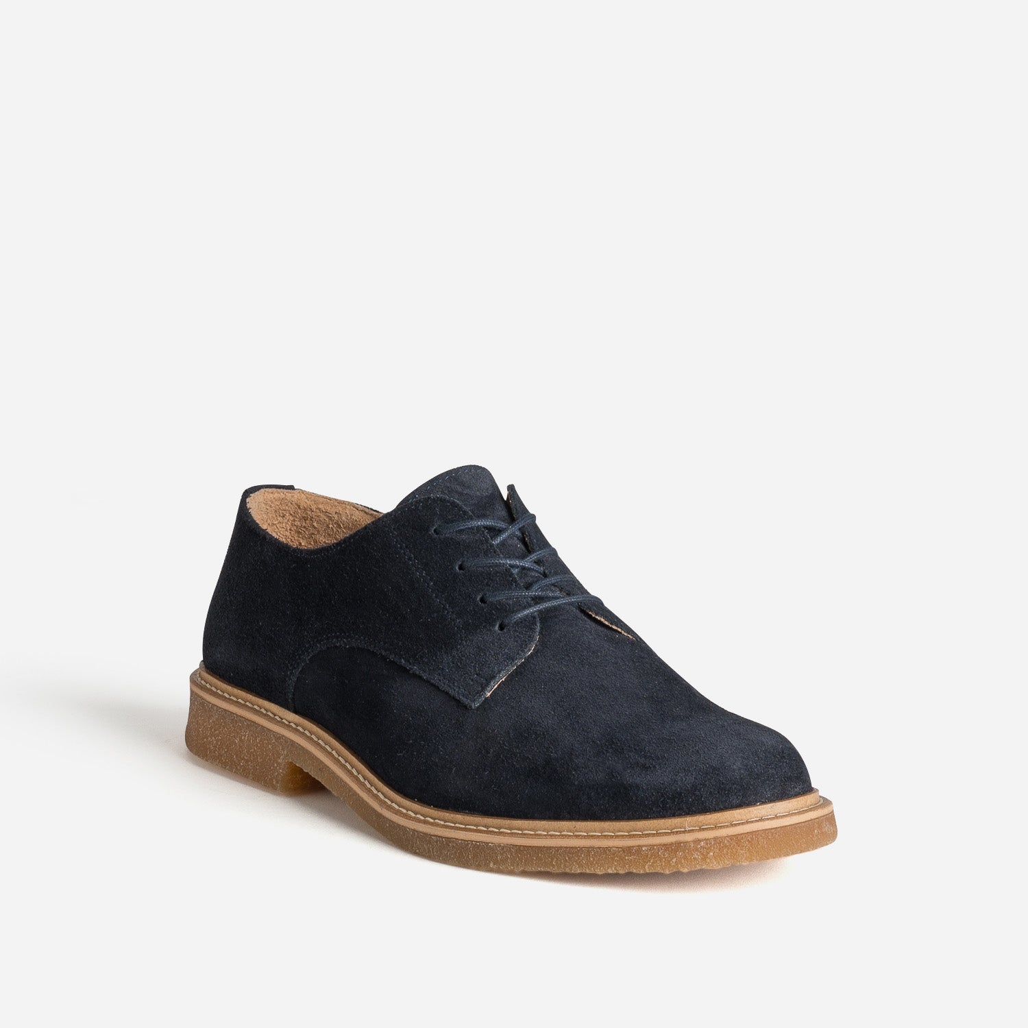 Derby marine cuir velours