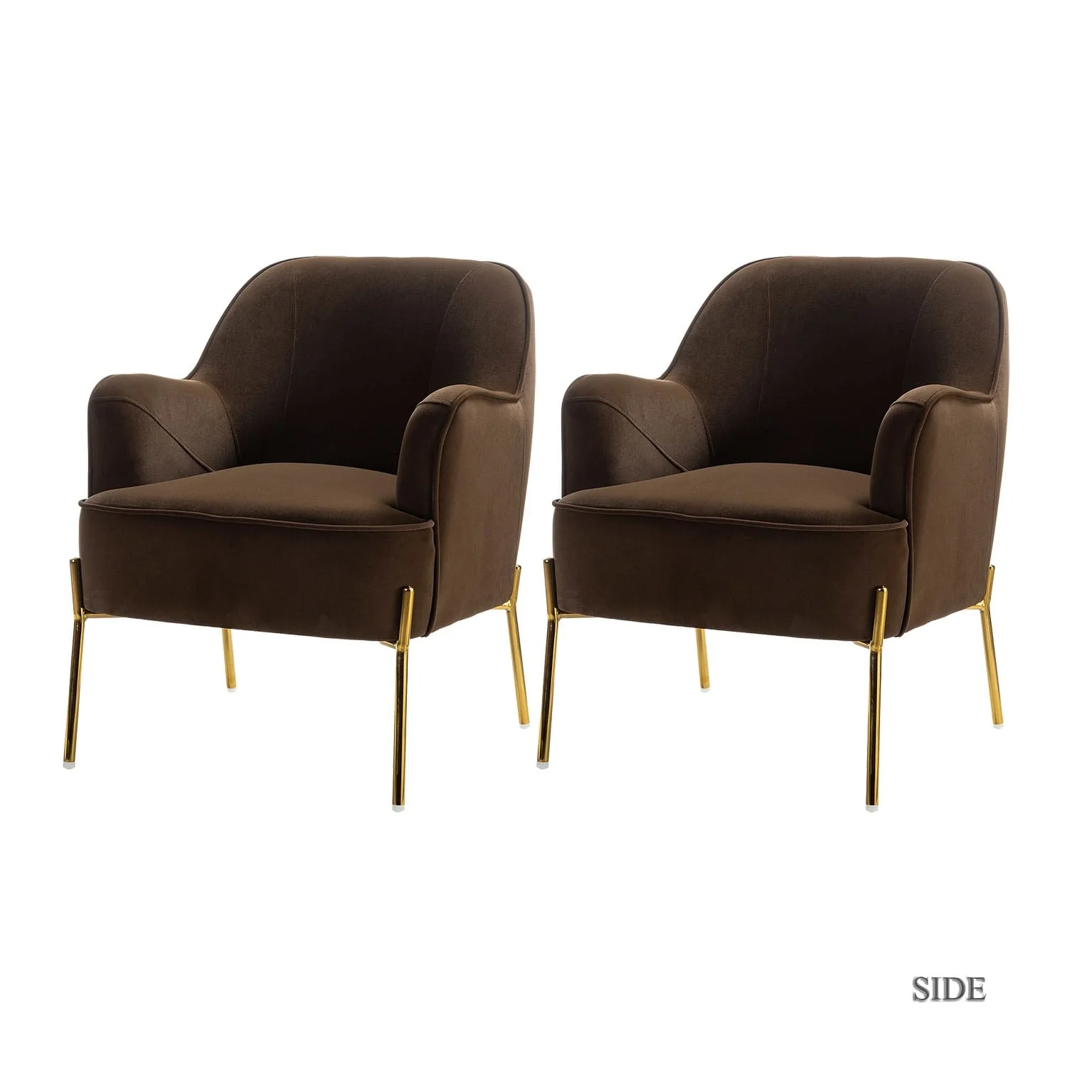 Marina Modern Velvet Accent Chair with Golden Legs Set of 2 by HULALA HOME