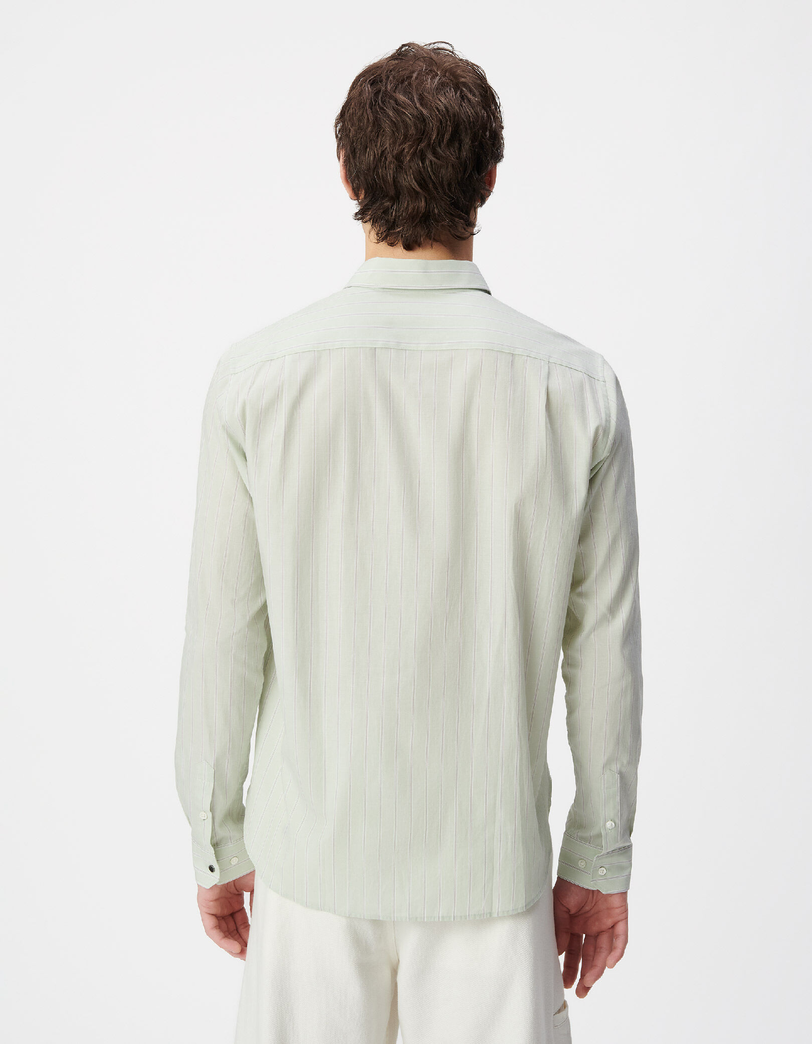 Chemise regular verte coton bio motif rayures Homme