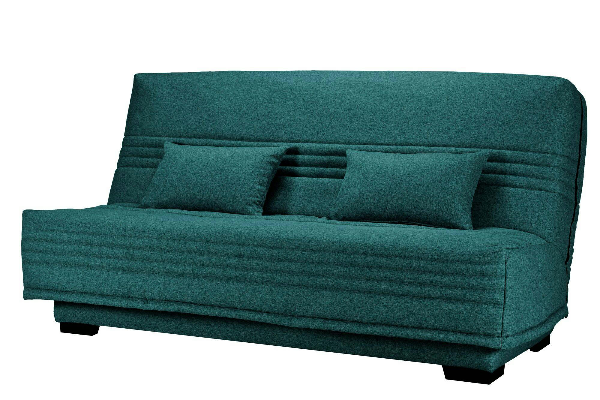 GUIDEL - Banquette clic-clac, matelas 17 cm en tissu polyester bleu canard