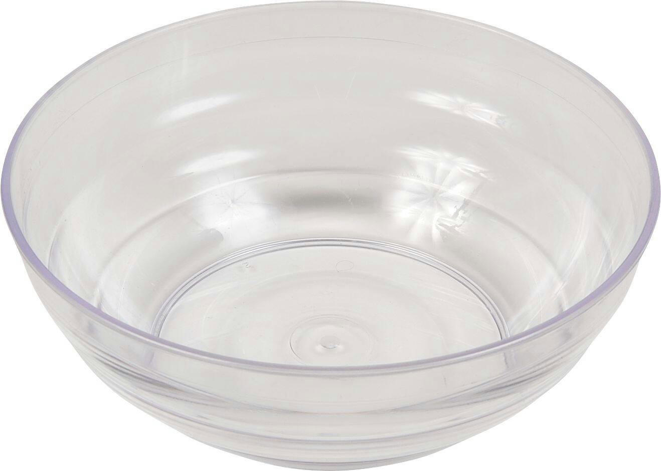 Round Ringed Plastic Reusable Serving Bowl, Clear, 7-in, for New Year's Eve/Christmas/Graduation