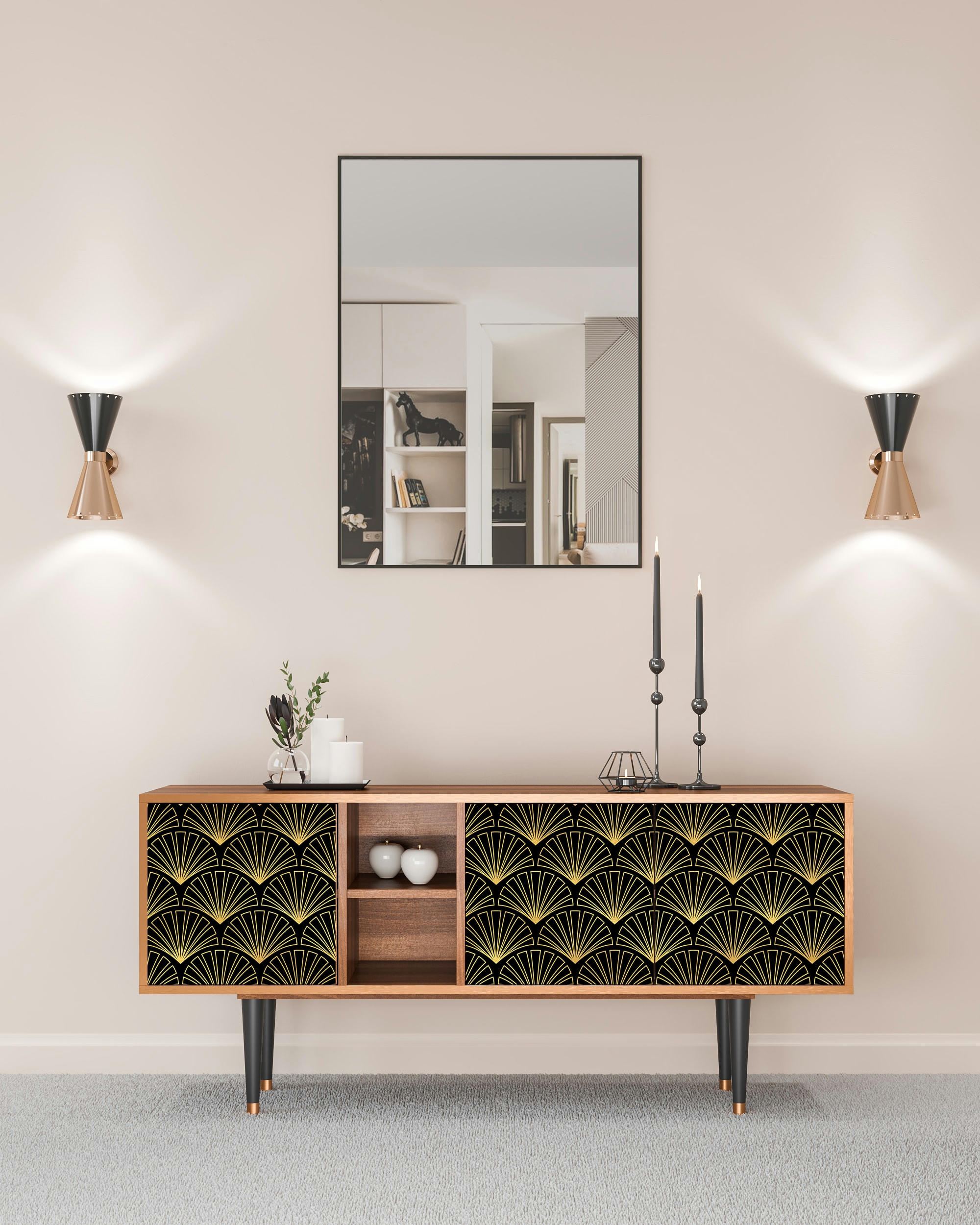 BIRD OF JUNO - Meuble TV  noir 3 tiroirs L 150 cm