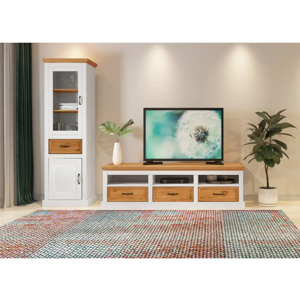Selma - TV-meubel met 3 laden in wit / eiken