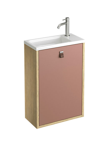 Meuble lave mains suspendu terracotta mat   plan vasque l.46 x H.69 x P.23 cm, ouverture à droite, Decotec Havana