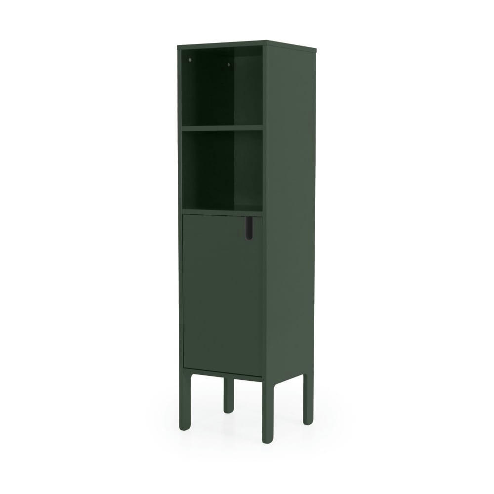 UNO - Colonne de rangement en bois 1 porte 2 niches H152cm vert kaki