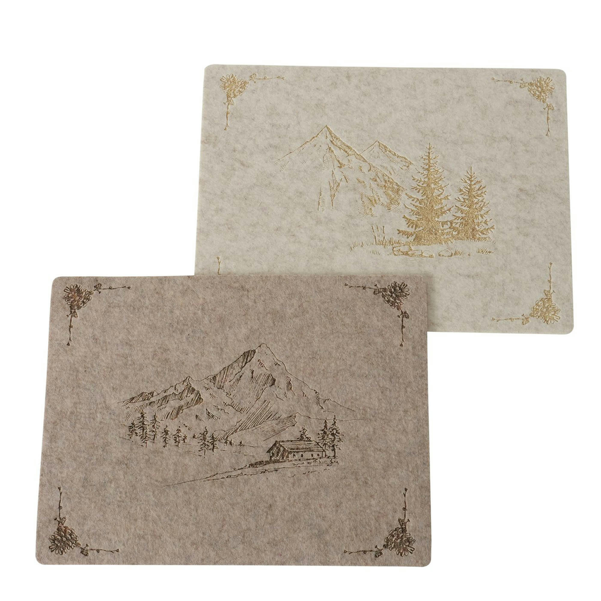 - Set de 2 sets de table en feutre montagne 45x35cm