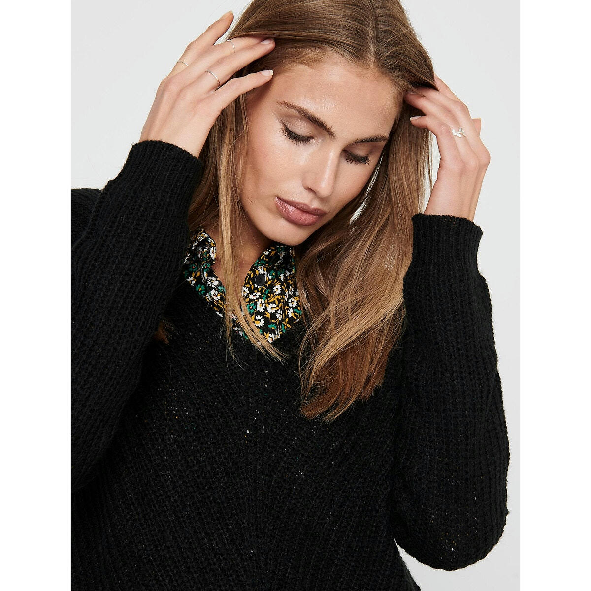 Pull en grosse maille, col V