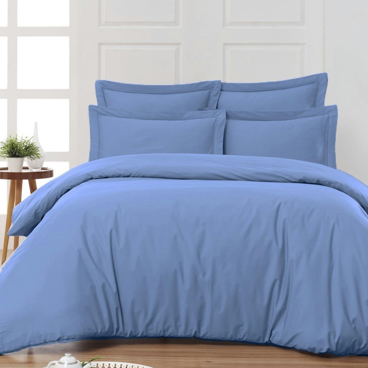 SOFT PERCALE - Drap plat en percale de coton  cobalt 180x290 cm
