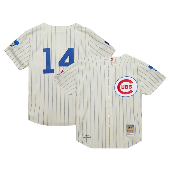 Ernie Banks Chicago Cubs Cooperstown Collection 1969 Authentic Jersey - Cream