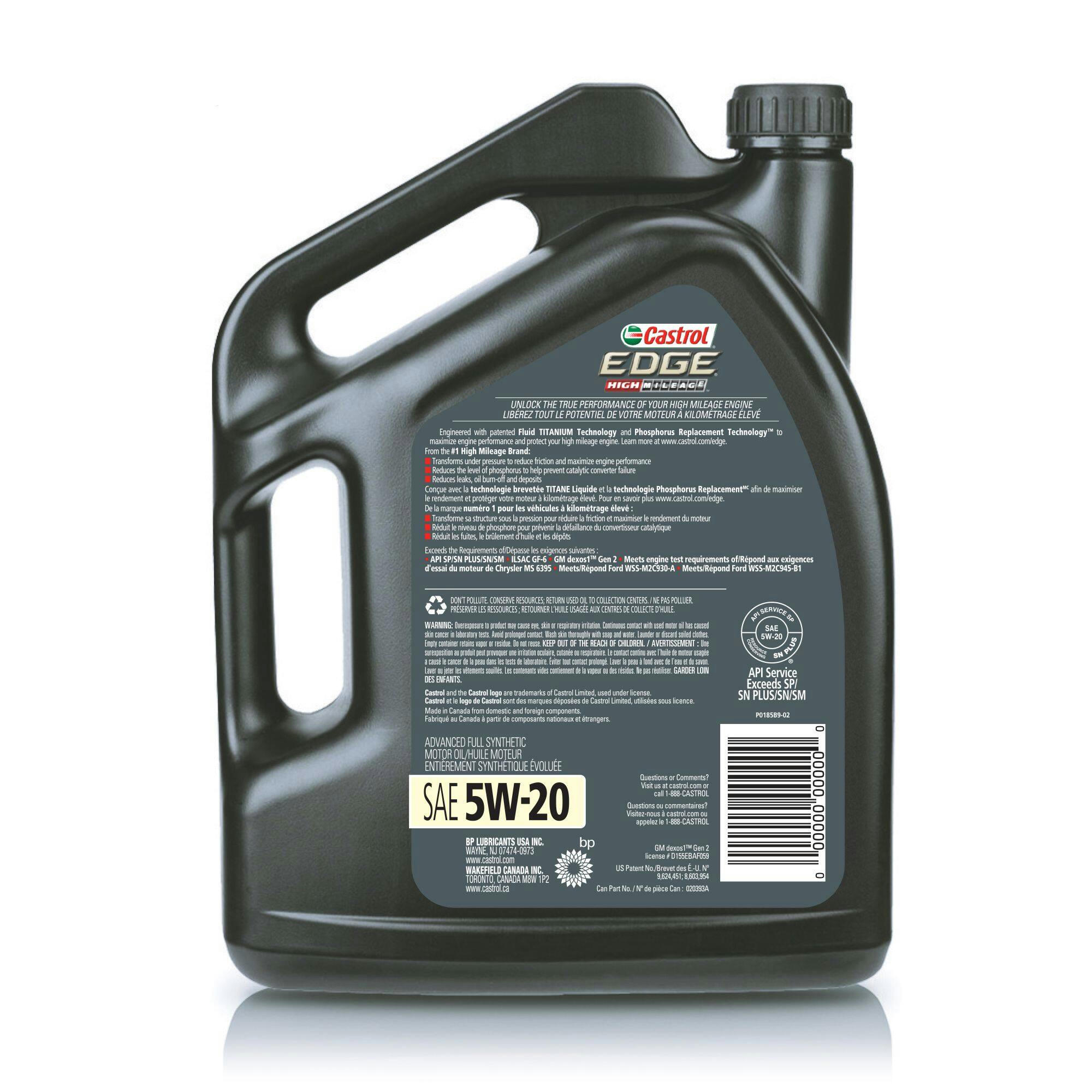 Castrol EDGE High Mileage 5W20 Synthetic Engine/Motor Oil, 5-L