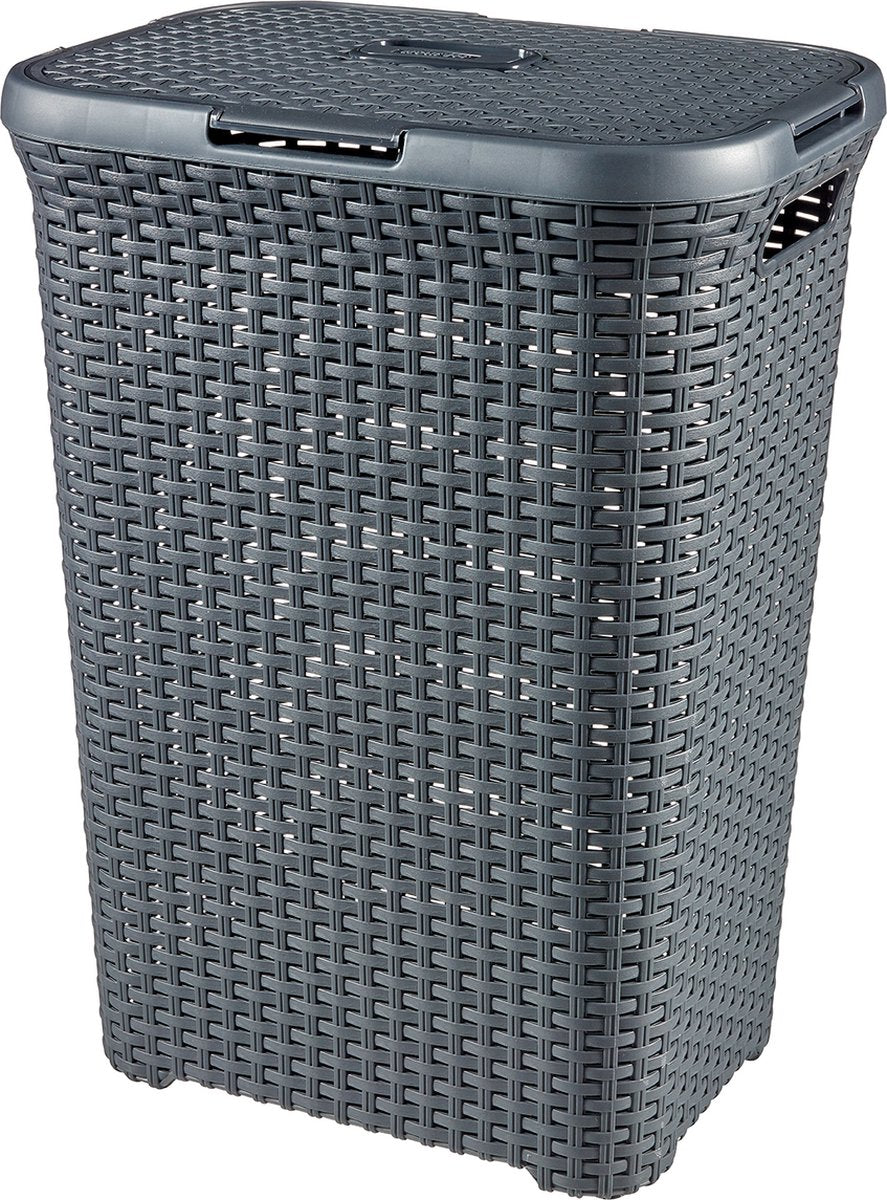Curver Style Wasmand met Deksel - 60L - Antraciet