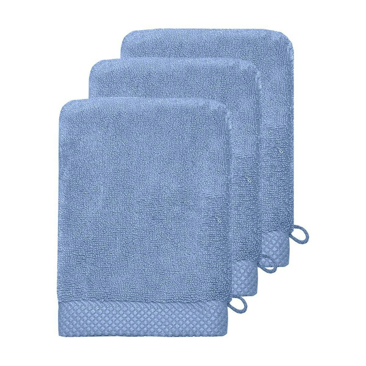 SENSOFT - 3 gants de toilette zéro twist 560gr/m²  cobalt 16x22 cm
