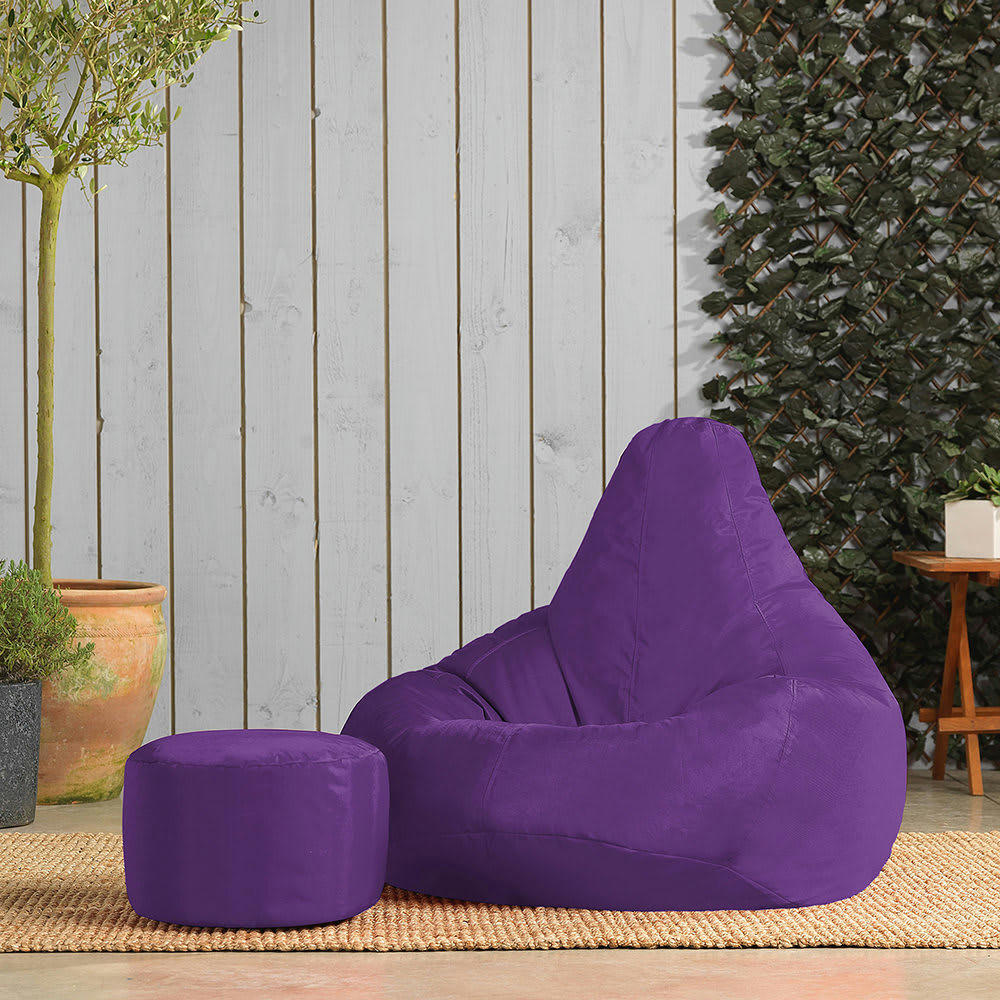 - Pouf inclinable avec repose-pied extérieur violet
