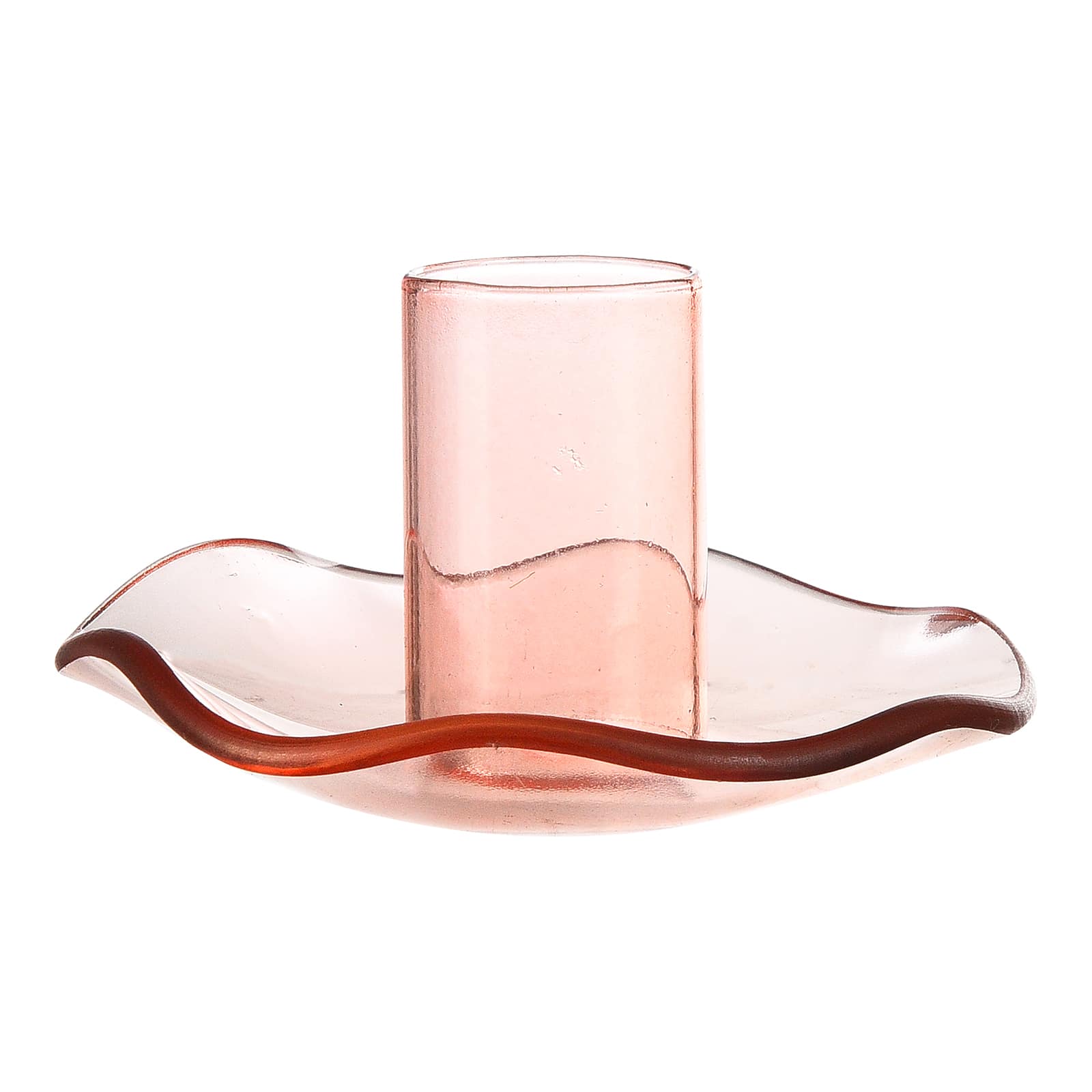 Stabkerzenhalter Glaswelle Rosa, ⌀ 8 cm, H 40 mm