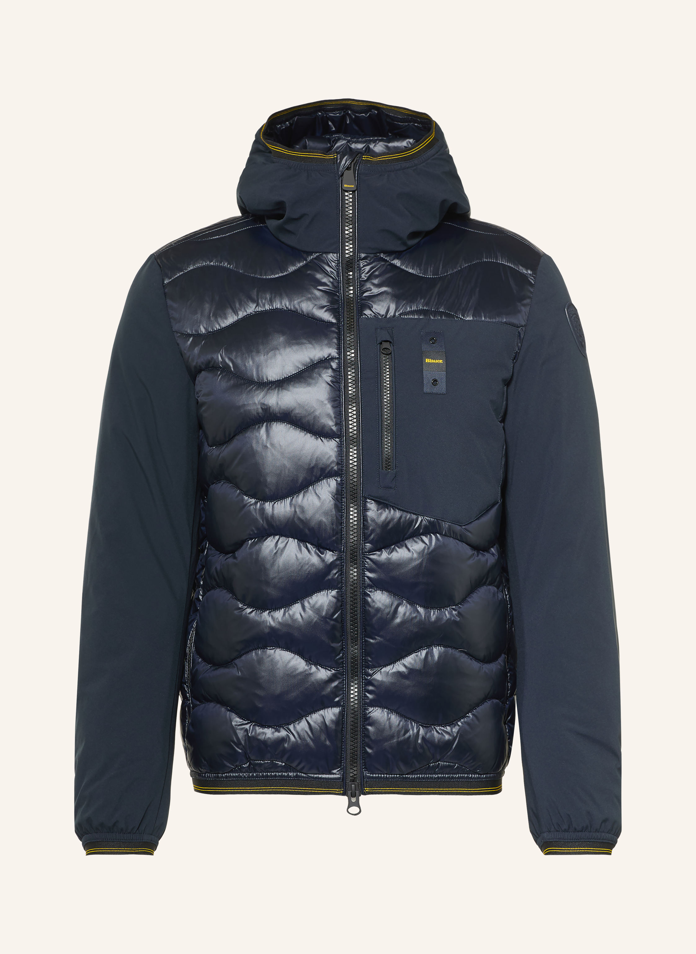 Blauer Lightweight-Daunenjacke ALBERT im Materialmix