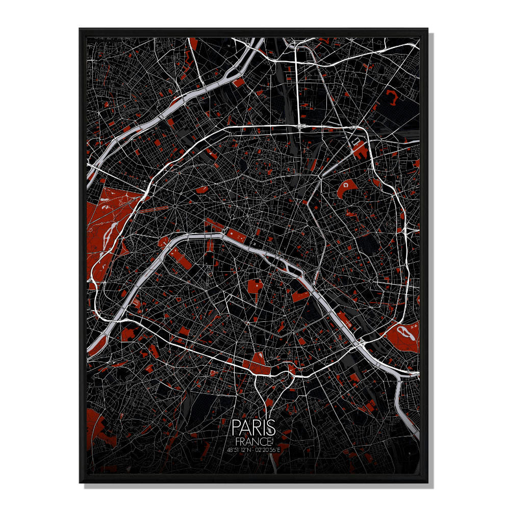- Affiche Paris Carte Rouge 40x50