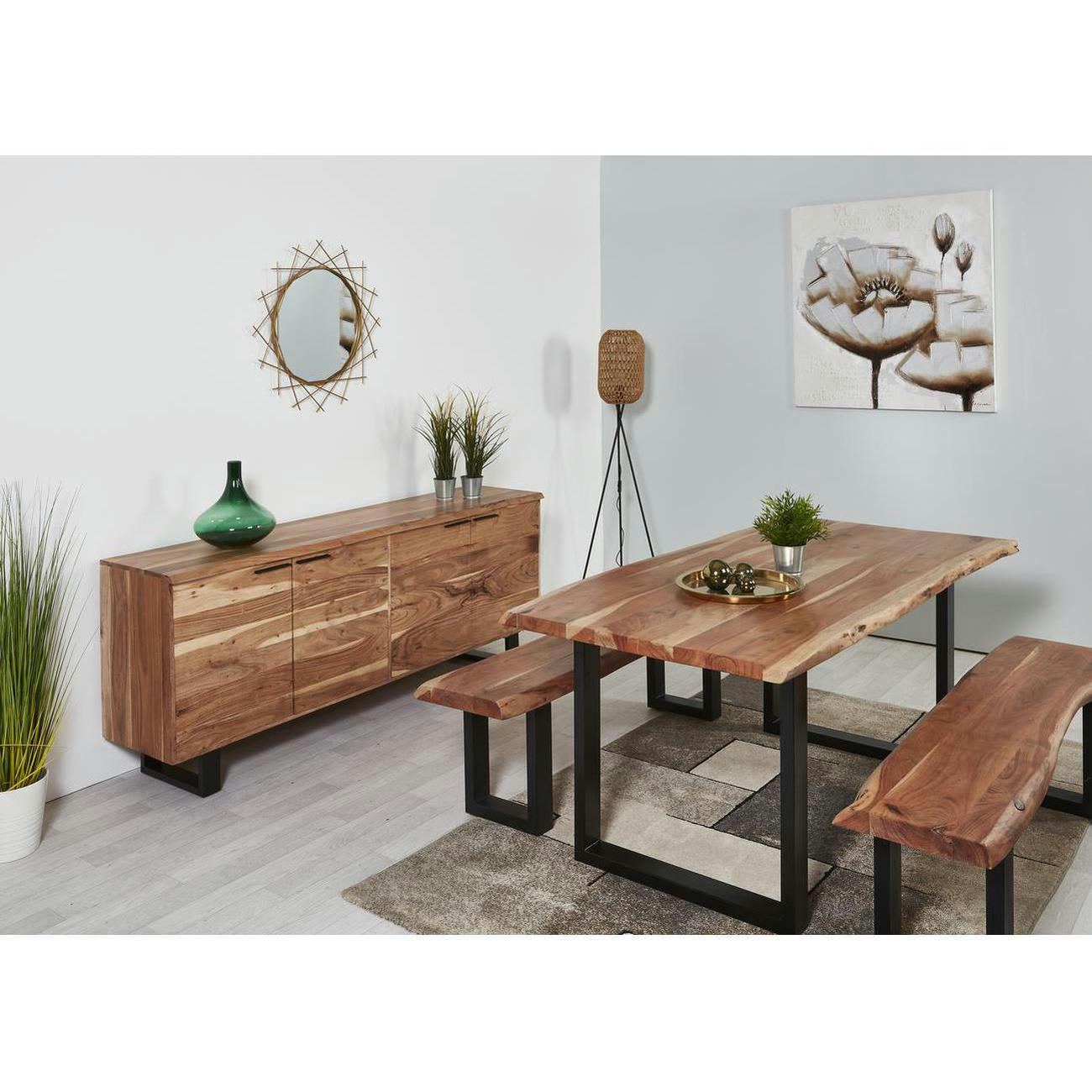 GAO M - Table à manger en Acacia Massif 6 personnes Marron