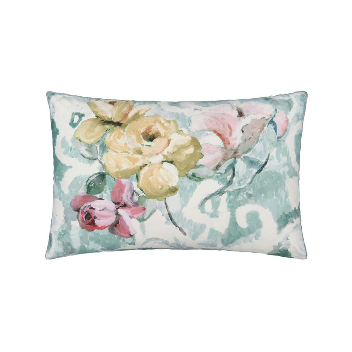 TAPESTRY FLOWER - Taie d'oreiller imprimée en percale de coton vert 50x75