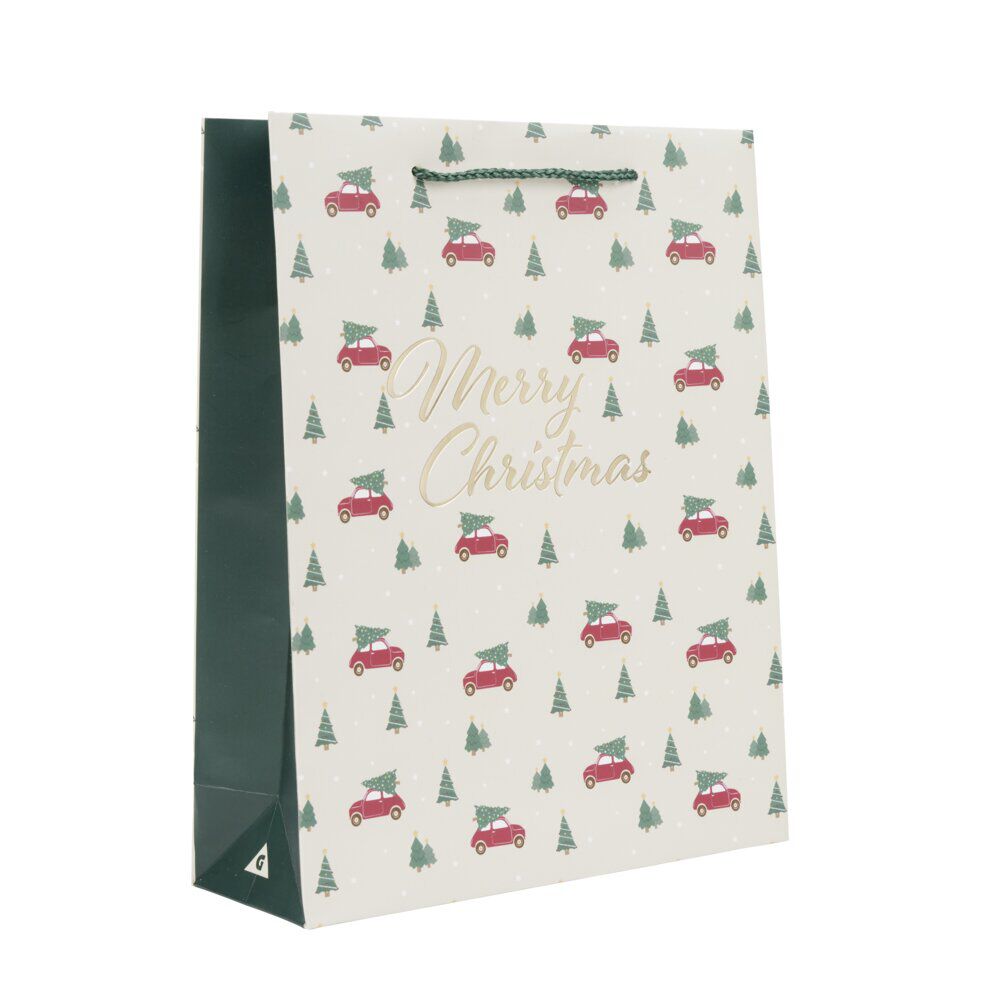Sac cadeau No&euml;l fantasia motif traditionnel 26x9xH32cm (2 modèles)