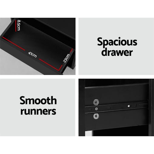NNEDSZ Artiss Bedside Tables Side Table RGB LED Drawers Nightstand High Gloss Black