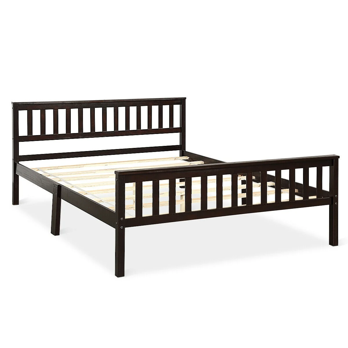 Gymax Wood Bed Frame Wood Slats Support Platform W/ Headboard - See Details