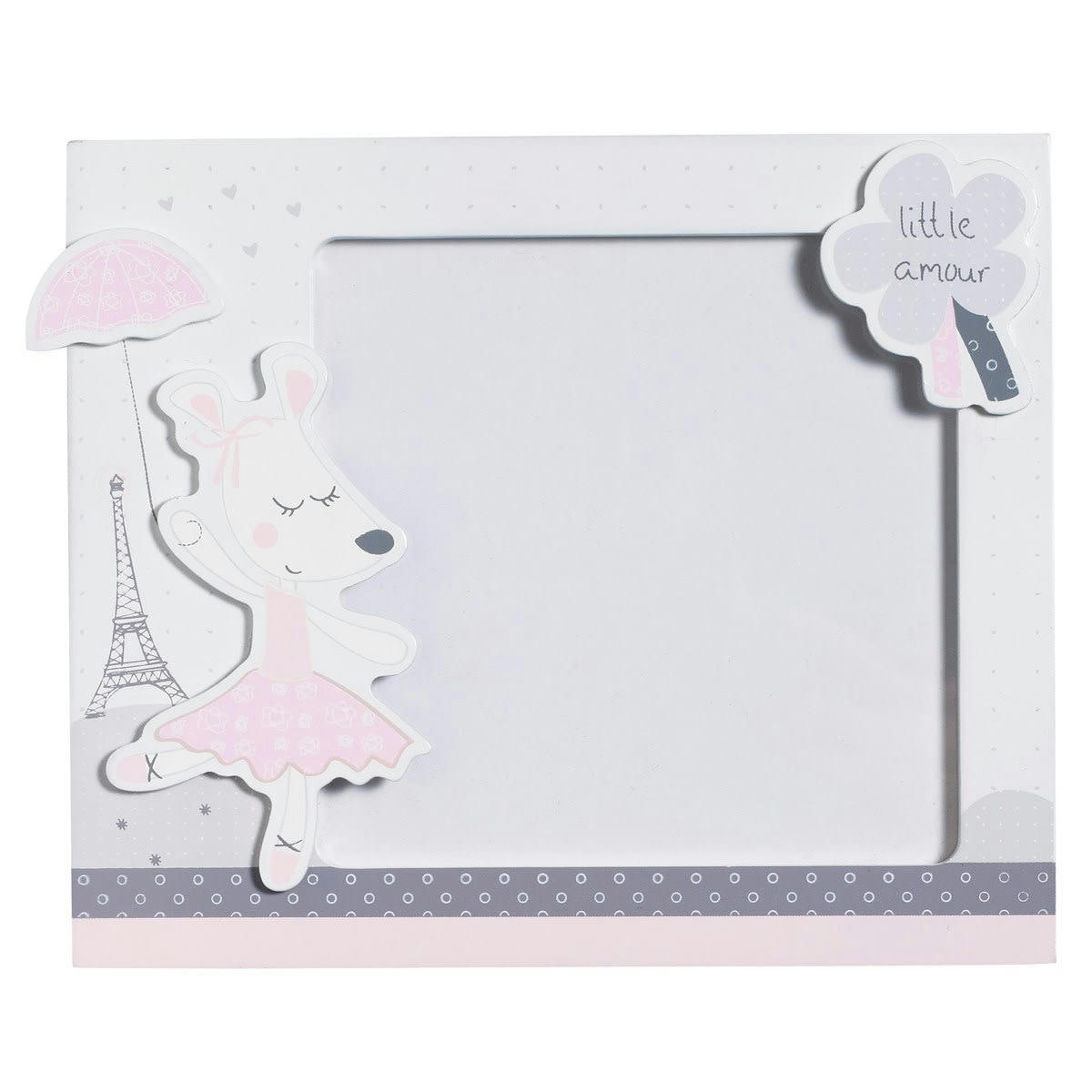 LILIBELLE - Set de 2 cadres photos enfant en bois en bois gris