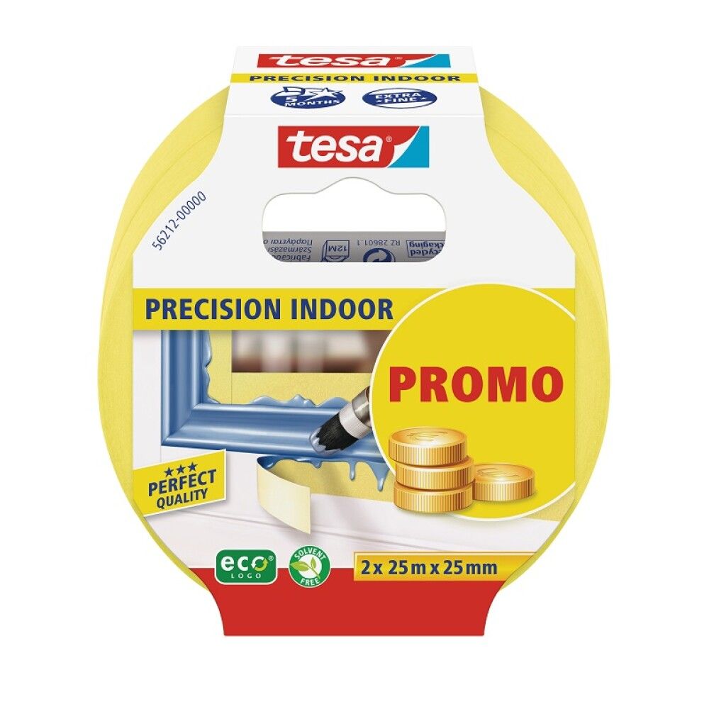 MASKERINGSTAPE TESA PRECISION INDOOR 25MX25MM 2STK
