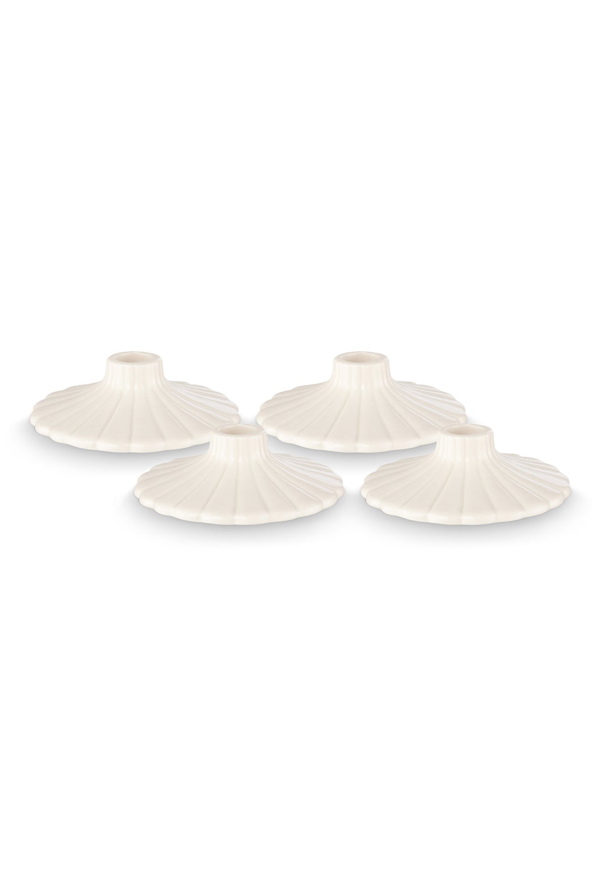 vtwonen Kandelaar Set van 4 - Keramiek - Wit - 8x2.5cm