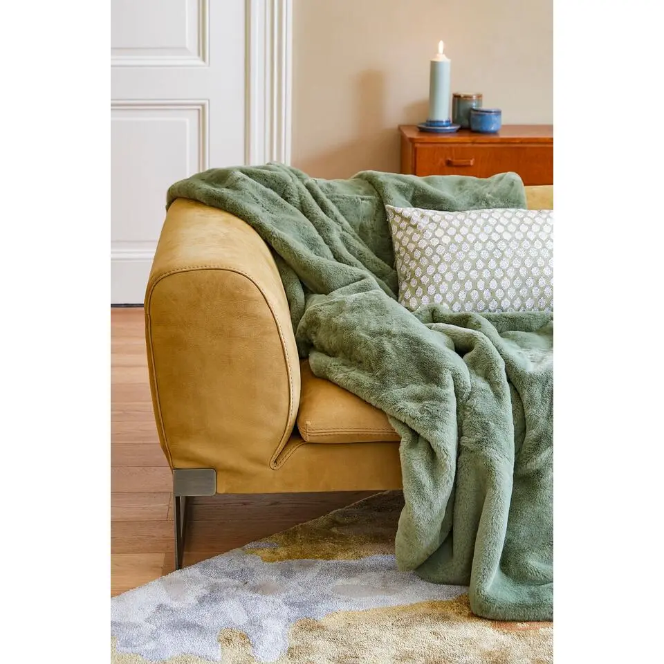 Mica Decorations Bronte Fleece Deken - L200 x B150 cm - Groen