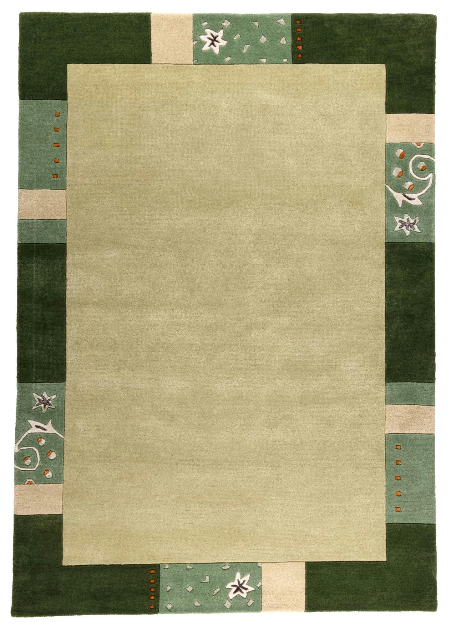 ROYAL GANGES - Tapis gabbeh floral en laine naturelle Vert 90x160 cm