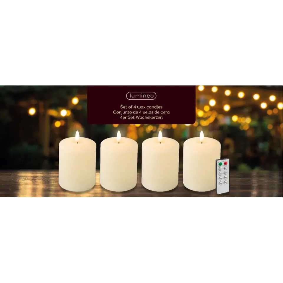 Lumineo LED kaarsen set - 4x stuks - wit - kerkkaarsen