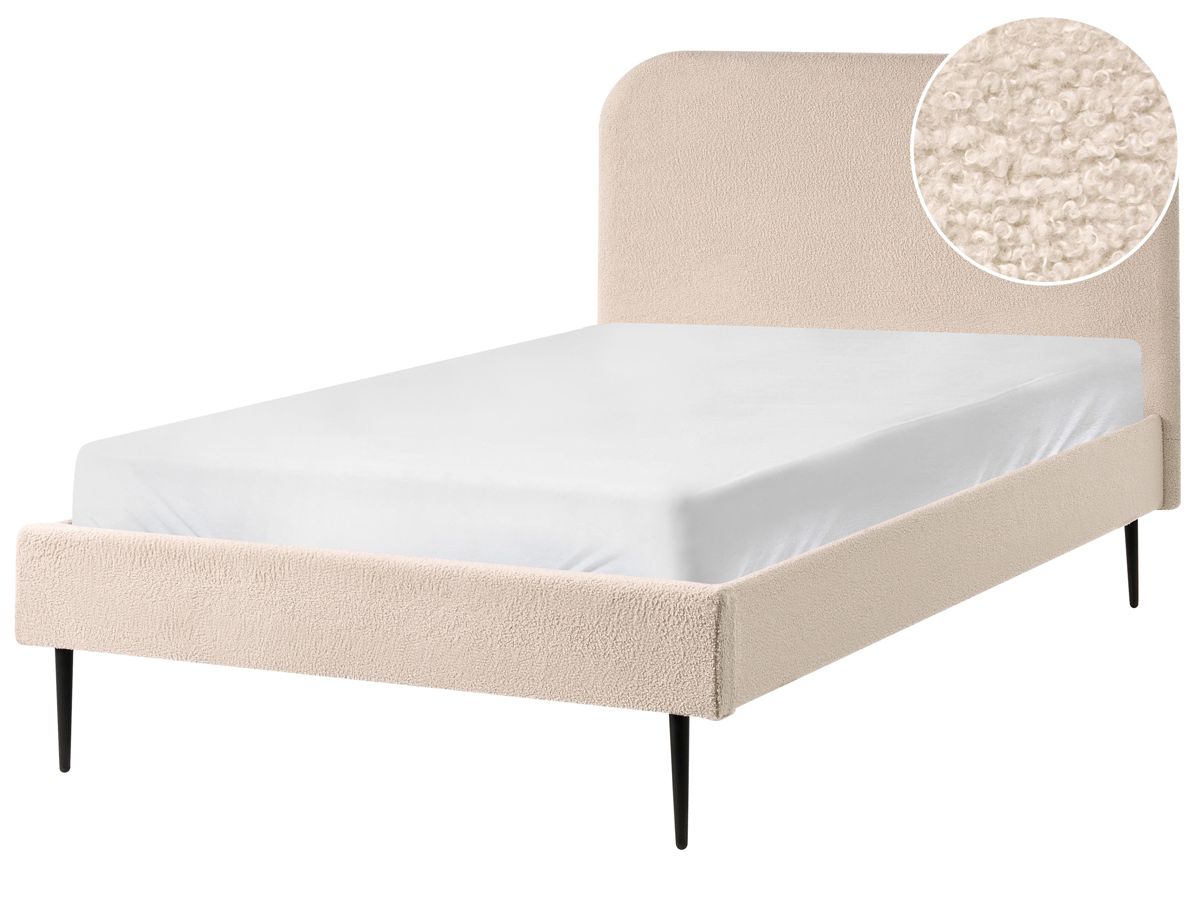 Bed Boucle FLAYAT 120 x 200 cm (EU Small Double) Light Beige