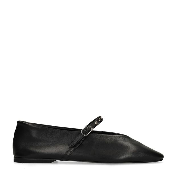 Zwarte leren ballerina's