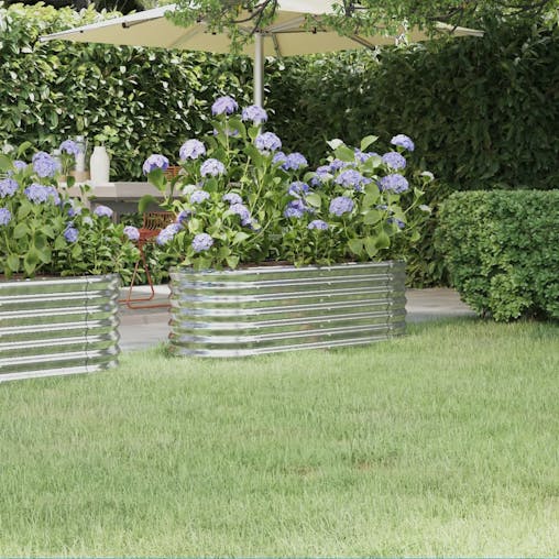 NNEVL Garden Raised Bed Powder-Coated Steel 114x40x36 cm Silver