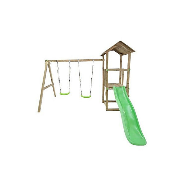 Aire de jeux Masgames CARLIT M sur toit en bois avec double balançoire