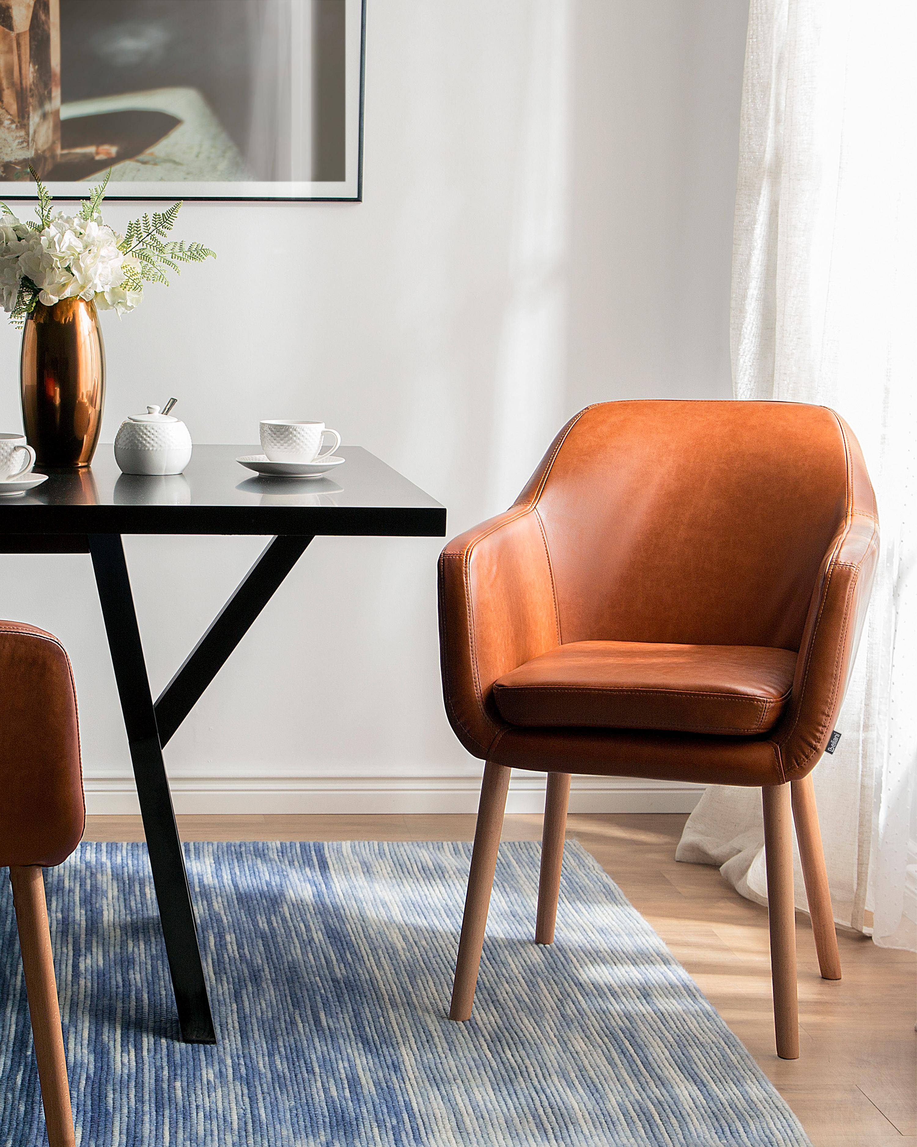 Dining Chair YORKVILLE Faux Leather Golden Brown