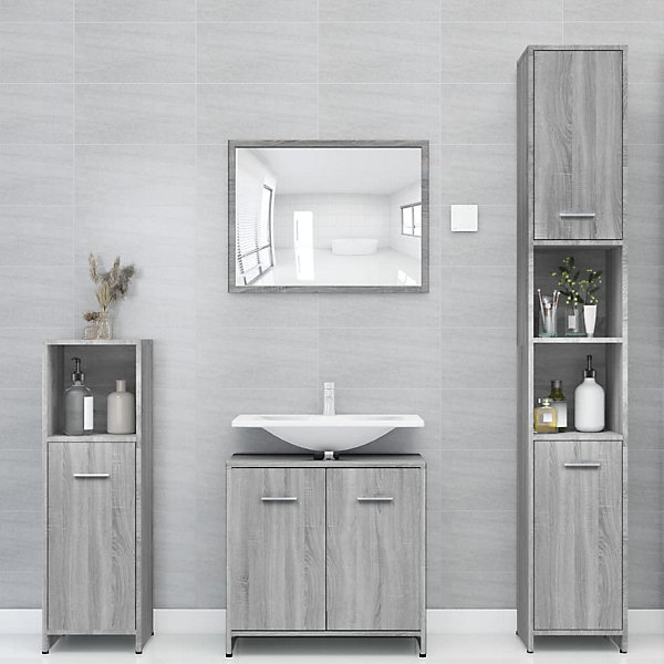 Armoire de bain Sonoma gris 30x30x183,5 cm Bois d'ingénierie vidaXL