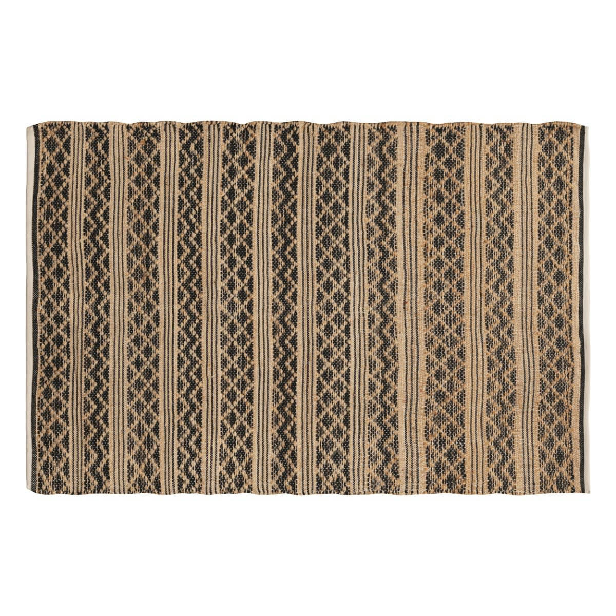 GARCIA - Tapis en jute rayé avec forme géométrique 180x120 cm