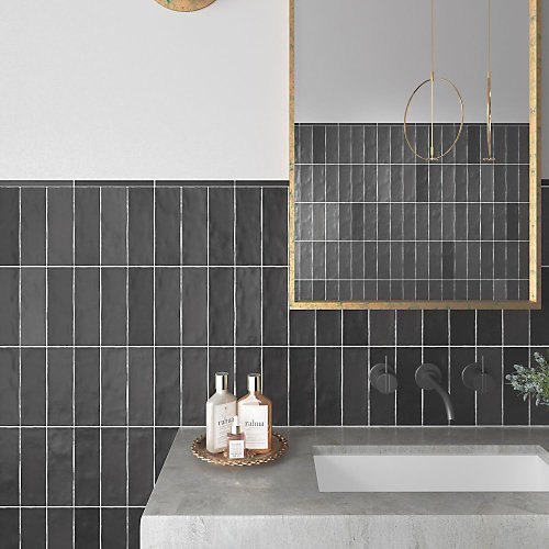 Carrelage Effet Zellige Noir NOLITA Negro 6,5x20 - Les Carreaux de Jean