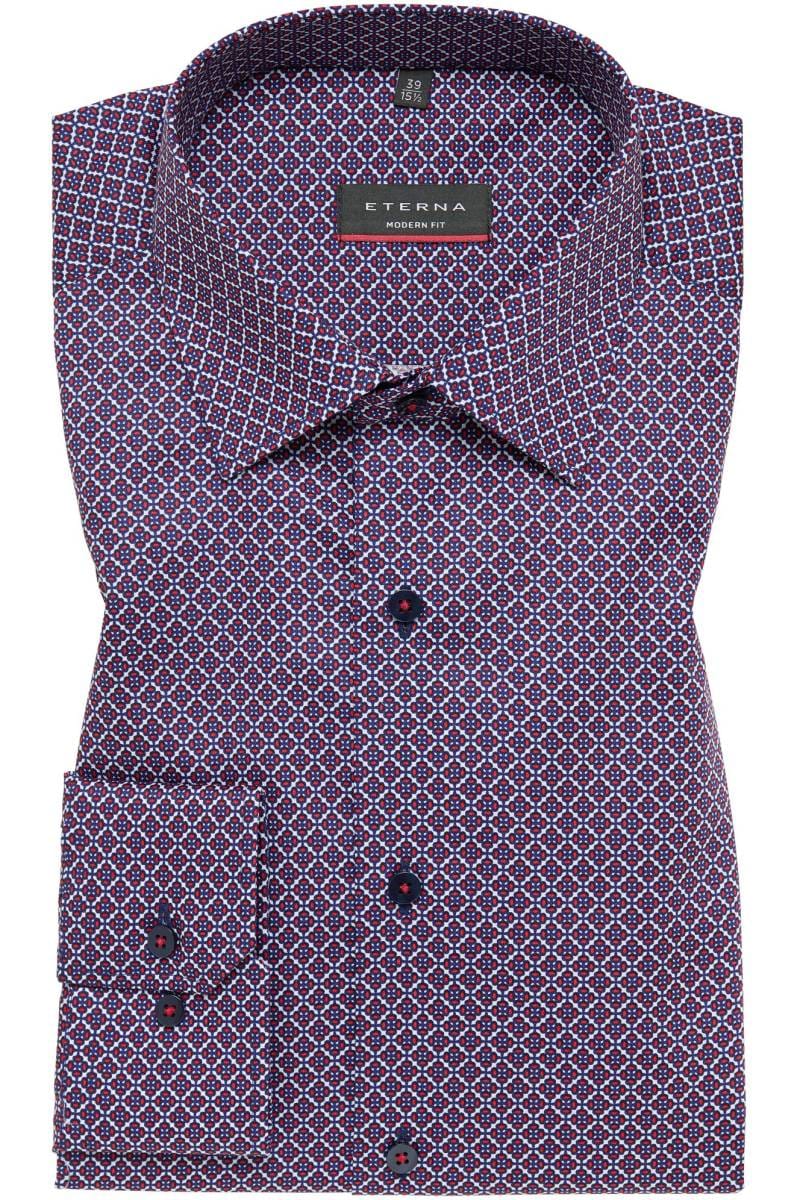 ETERNA Modern Fit Hemd violett, Bedruckt