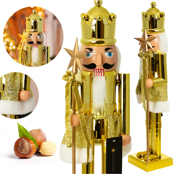 Figurka Dziadek Do Orzechów 60 Cm Boże Narodzenie Złoty